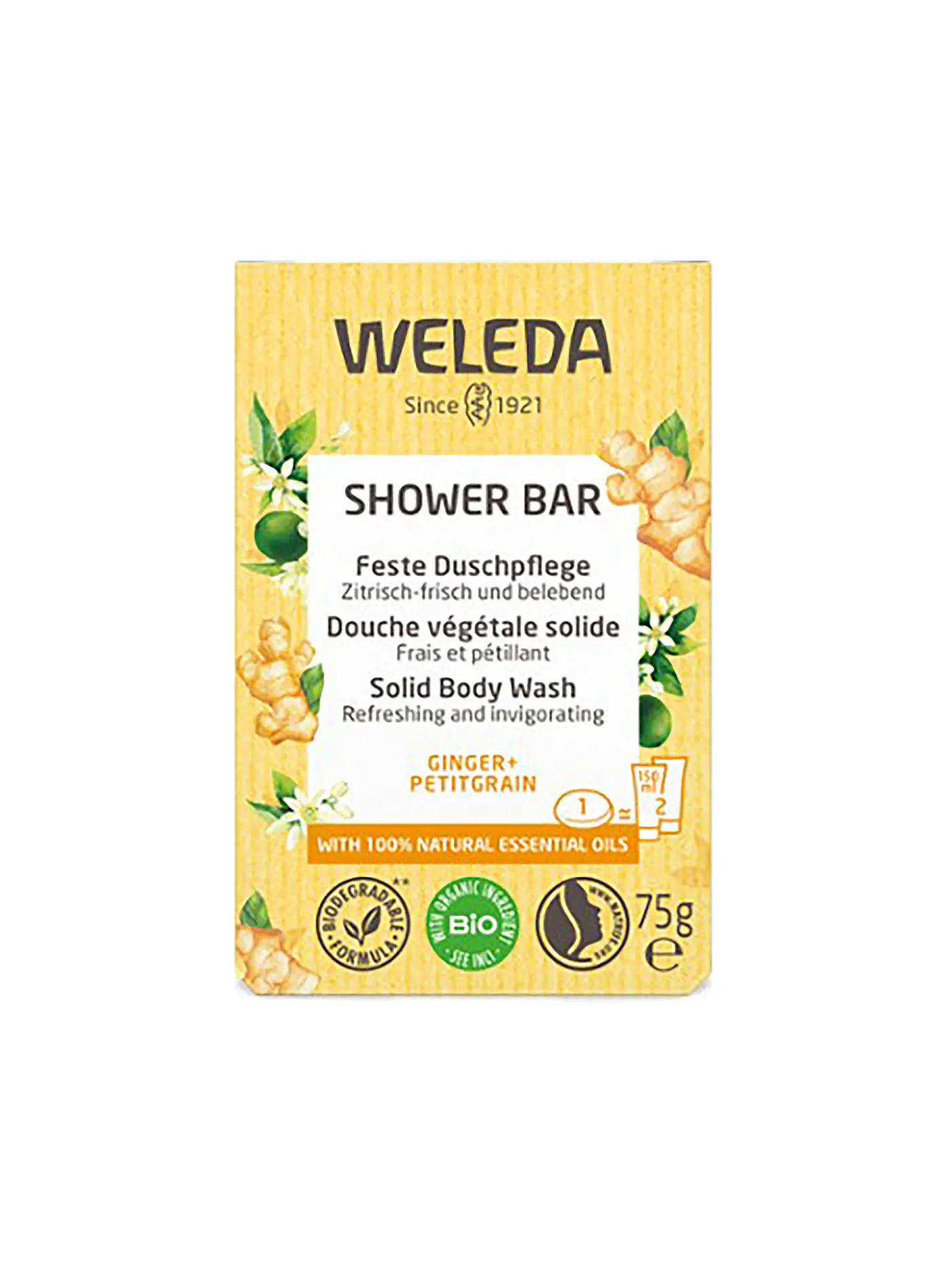 WELEDA | Feste Duschpflege Lavender+Vetiver 75g | gelb